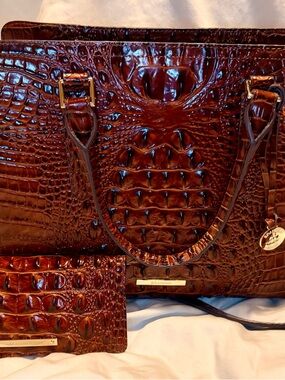 Brahmin Finley Satchel Melbourne Pecan & Ady Wallet